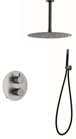 Saniclear Iron Pro inbouwregendouche 20cm rond met plafondarm gunmetal