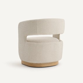 Draaibare fauteuil, eikenfineer en gestructureerde stof, JESPER