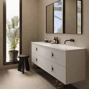 Muebles Avila badmeubel ribbelfront 160cm wit mat met wastafel rechts zonder kraangat