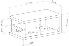 LANA Elegant walnoot - SALONTAFEL MET LEGPLANK