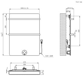 Best Design Brenner Elektrische radiator mat wit 300W 70x50cm