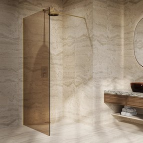 Saniclear Bronze inloopdouche brons glas 80x200cm geborsteld messing - mat goud