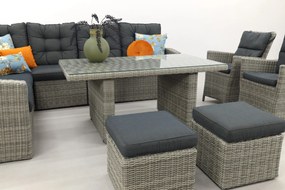 Lounge/diningset San Marino - Paloma grijs + 2x Mante tuinstoel