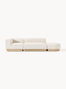 Modulaire chaise longue Natalie van teddy-bouclé met poef (links/rechts)