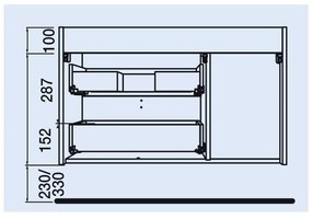 Muebles Unique badmeubel 120cm links cielo blauw met waskom en zwarte grepen