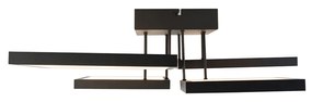 Plafondlamp zwart incl. LED 3 staps dimbaar 4-lichts - Lejo