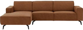 Goossens Hoekbank Hercules bruin, microvezel, 3-zits, modern design met chaise longue links