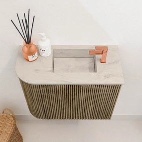 Mondiaz Joya DLux 50cm toiletmeubel ronding links dusk met wastafel faye rechts 1 kraangat opalo