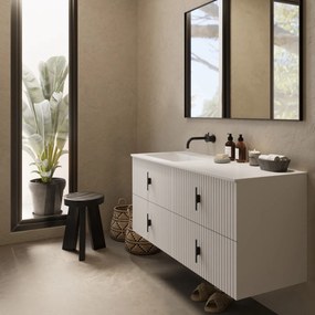 Muebles Avila badmeubel ribbelfront 120cm wit mat met wastafel links zonder kraangat
