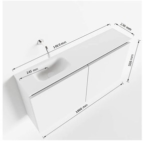 Mondiaz Ture 100cm toiletmeubel cale met wastafel urban links 1 kraangat