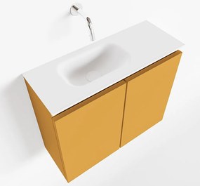 Mondiaz Ture 60cm toiletmeubel ocher met wastafel talc links geen kraangat