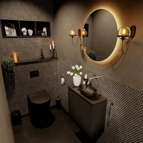 Mondiaz Fowy toiletmeubel 60cm urban met zwarte waskom rechts zonder kraangat
