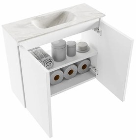 Mondiaz Ture DLux toiletmeubel 60cm talc met wastafel ostra midden met kraangat