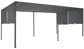 Antraciet Sevilla terraspergola 3x6m met Garden Point gordijnen