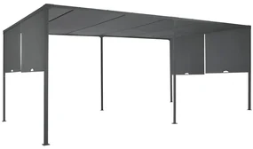 Antraciet Sevilla terraspergola 3x6m met Garden Point gordijnen