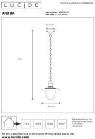 Lucide Aruba hanglamp 60W 80x25cm zwart