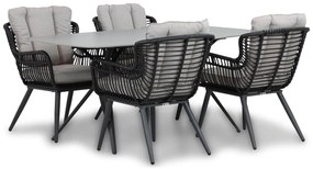 Tuinset 4 personen 180 cm Wicker/Aluminium/Aluminium/wicker Zwart Coco Azzano/Valerio