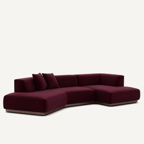 Rechter open hoekbank in fluweel, Jacopo