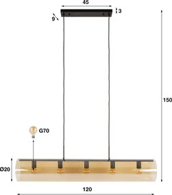 Glazen Buis Hanglamp Amberglas