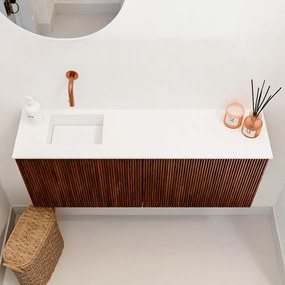 Mondiaz Joya 100cm toiletmeubel ruby met wastafel faye links zonder kraangat talc