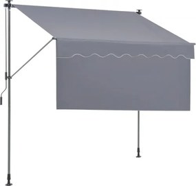 VEVOR Balkonzonwering 2x1,2m Knikarmzonwering Hoogteverstelbaar van 2,2 tot 3,1m Klemzonwering Intrekbaar Staal Aluminium 180G Dubbelzijdig PU Coating Zonnescherm Balkon Terraszonwering