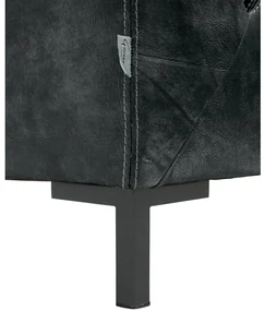 Goossens Excellent Hoekbank Marshall Met Hocker zwart, leer, 2 x 1,5-zits, urban industrieel