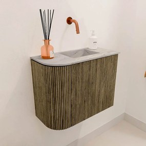Mondiaz Joya DLux 50cm toiletmeubel ronding links dusk met wastafel faye rechts zonder kraangat glace