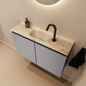 Mondiaz Ture DLux toiletmeubel 80cm plata met wastafel frappe midden met kraangat