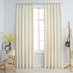 vidaXL Gordijnen verduisterend 2 st met haken 140x225 cm fluweel crème