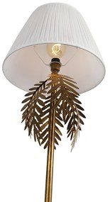 Vloerlamp goud 145 cm met plisse kap wit 45 cm - Botanica Landelijk E27 Binnenverlichting Lamp