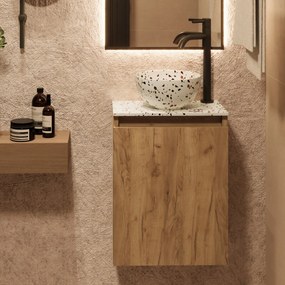 Fontana Terrazzo Micro Marble toiletmeubel 40cm warm eiken