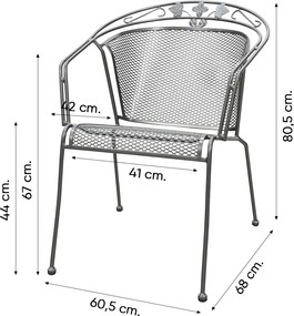 Elegance ronde stapelbare bistroset strekmetaal Ø90 cm. - Antraciet