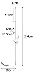 Hanglamp zwart met voetschakelaar 3-lichts - Jeana Luxe Modern GU10 Binnenverlichting Lamp