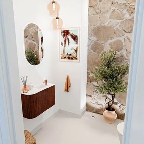 Mondiaz Joya 60cm toiletmeubel ronding links ruby met wastafel faye rechts 1 kraangat talc
