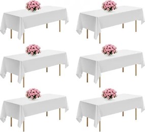 VEVOR 6 x Tafelkleed 1524x2591 mm, Herbruikbare tafelkleedbeschermer, Machinewasbaar Polyester Tafelkleed voor Feesten, Bruiloften, Banketten, Formele Evenementen, Wit