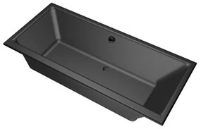 Xenz Kristal inbouwbad - 170x75cm - met overloop - zonder afvoer - Acryl Ebony 6985-29