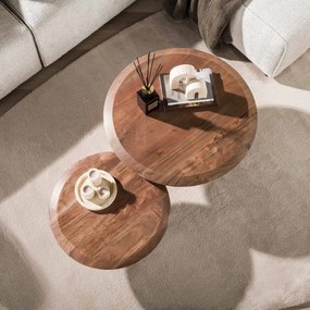 Salontafelset Rond Acacia Bruin - 80 X 80cm.