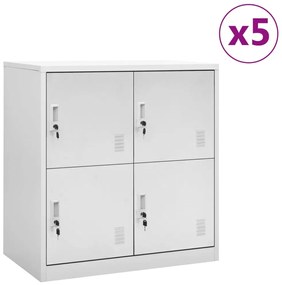 vidaXL Lockerkasten 5 st 90x45x92,5 cm staal lichtgrijs