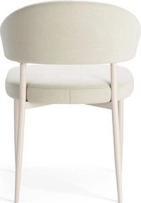IRIS Zandkleurig beige (stof Victoria A80) / beige onderstel – MODERNE GESTOFFEERDE STOEL VOOR WOONKAMER/EETKAMER BOHO