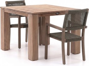 Diningset ROUGH | 2 personen teakhout | Tuinset stapelbaar | 3-delig | Kees Smit Tuinmeubelen