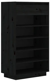 vidaXL Schoenenkast 60x34x105 cm massief grenenhout zwart