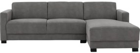 Goossens Bank My Style grijs, microvezel, 2,5-zits, stijlvol landelijk met chaise longue rechts