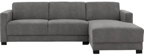 Goossens  My Style grijs, microvezel, 2,5-zits, stijlvol landelijk met chaise longue rechts