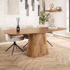Eettafel Hout Met Ribbelpoot 215 Cm - 215 X 105cm.