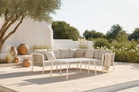 Dining Loungeset 7 personen Aluminium/rope Wit  Lifestyle Garden Furniture Boretti