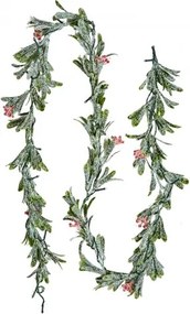 VEVOR Kerstkrans, 2 m Realistische groene sparrenkrans versierd met wijnranken, olijfbladeren en bessen, Groenblijvende kunstmatige slingers met lichtsnoer, Kerstversiering voor op de schoorsteenmantel