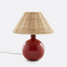 Tafellamp in keramiek en rotan, Alios