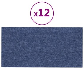 vidaXL Wandpanelen 12 st 0,54 m² 30x15 cm stof blauw