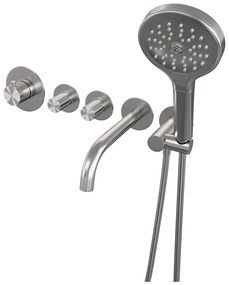 Brauer Stripe inbouw badkraan met 3 standen handdouche RVS geborsteld PVD