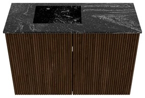 Mondiaz Joya DLux 60cm toiletmeubel walnut met wastafel faye links zonder kraangat lava